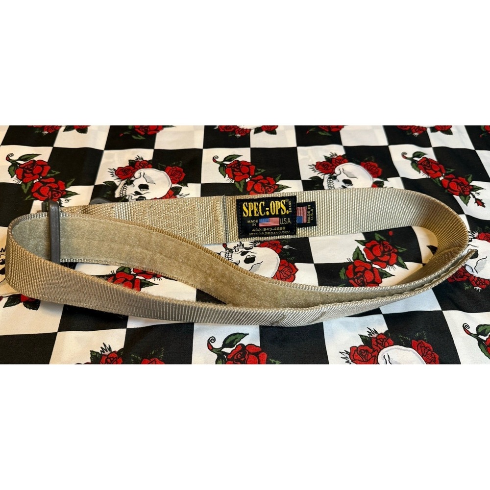 Spec-Ops Brand Tactical Belt Made in USA 49" Tan Nylon Military‎ Utility